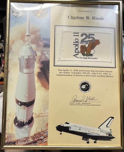 NASA 1994 Apollo 11 25th Anniversary Space Flown Flag Award
