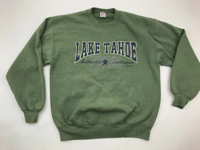 Vintage Lago Taho Maglione Taglia Grande L Verde Manica Lunga Adulto USA 90s
