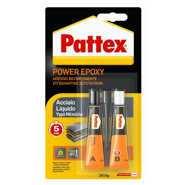 Acero Rápido Bicomposto Power Expoxy Pattex Pegatina Dos Componentes Metal 2x1