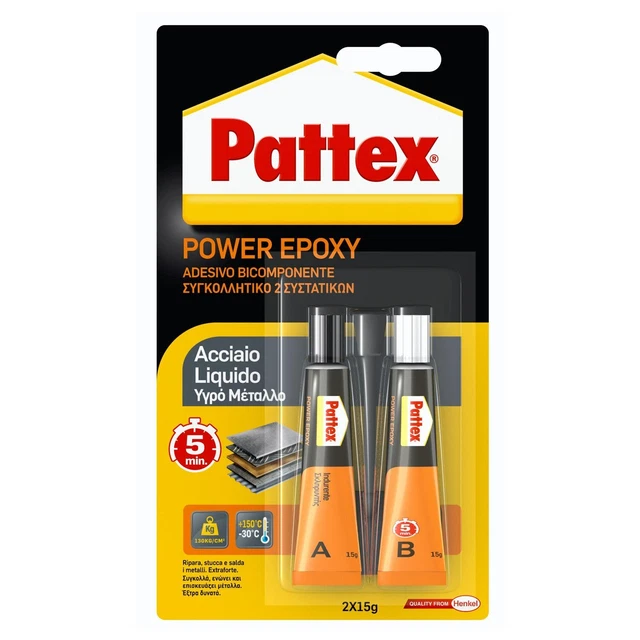 Acero Rápido Bicomposto Power Expoxy Pattex Pegatina Dos Componentes Metal 2x1