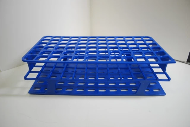 Lot of 8 Test Tube Racks 72 Hole 15mm Blue Plastic Used