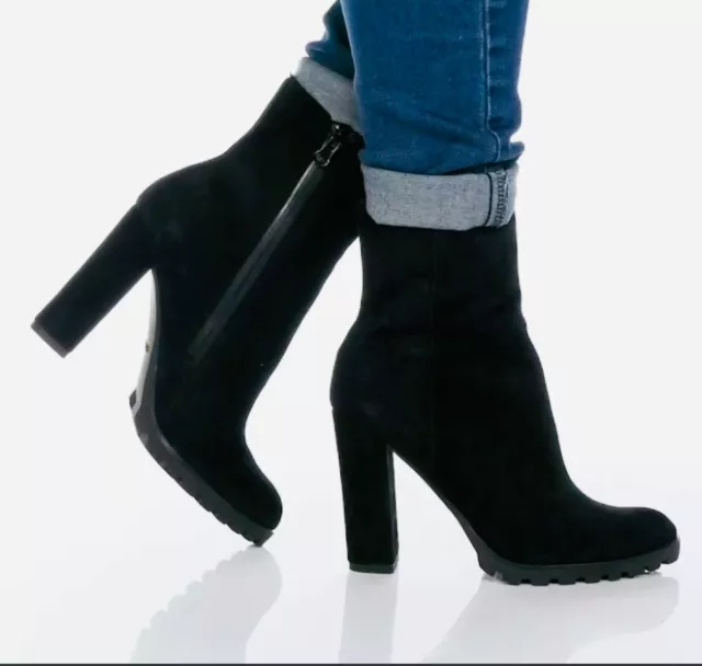 ALDO TEALITH SUEDE high block heel boot in black, UK 5 £30.00 - PicClick UK