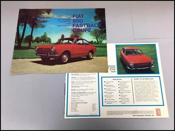 1967 1968 Fiat 850 Fastback Coupe Vintage Car Sales Brochure Folder