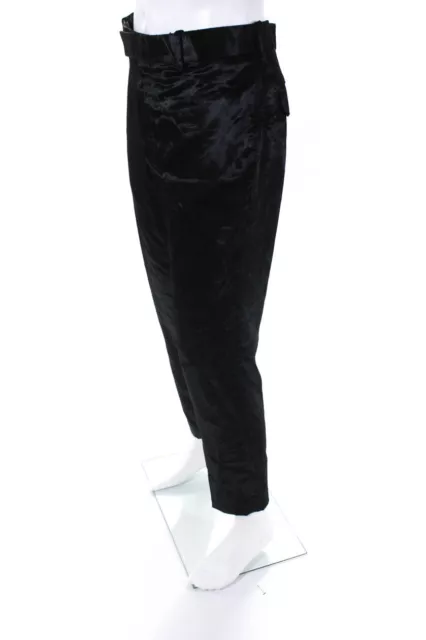 Paul Smith Mens Velvet Mid-Rise Straight Leg Flat Front Trousers Black Size 36 2