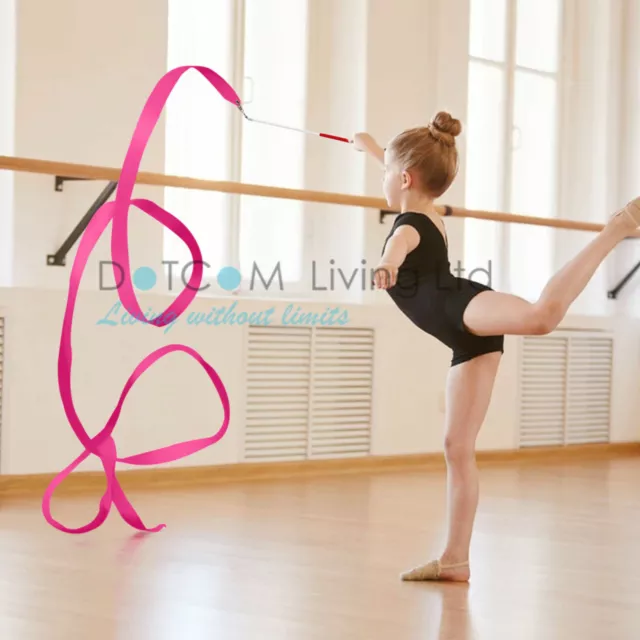 4M Dance Gym Ribbon Rhythmic Art Gymnastic Streamer Baton Twirling Rod UK 3