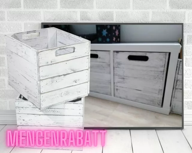 Weiße „Shabby-Chic“ Regaleinsatz für Kallax Holzkisten Einsatz Aufbewahrungsbox