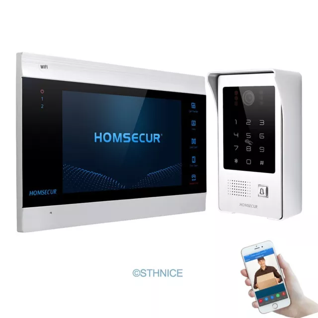 HOMSECUR 7" WIFI Video Doorbell Door Phone Intercom Card Password Access