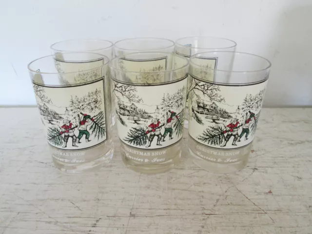 Currier & Ives Glasses "CHRISTMAS SNOW"  Arby's Collector's Series Set of 6