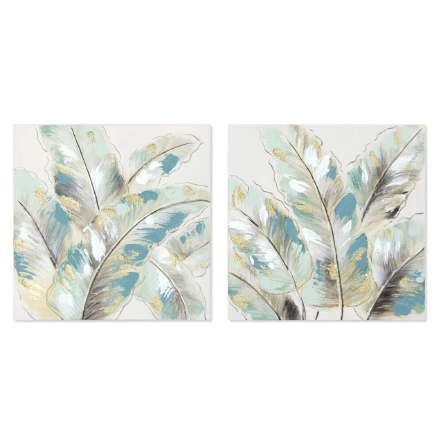 Cadre DKD Home Decor Tropical Feuille d'une plante (40 x 2,5 x 40 cm) (2 Unités)