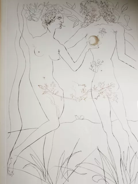 Salvador Dali SIGNED Lithograph Etching Les Amours Celebres ADAM & EVE 214/1000