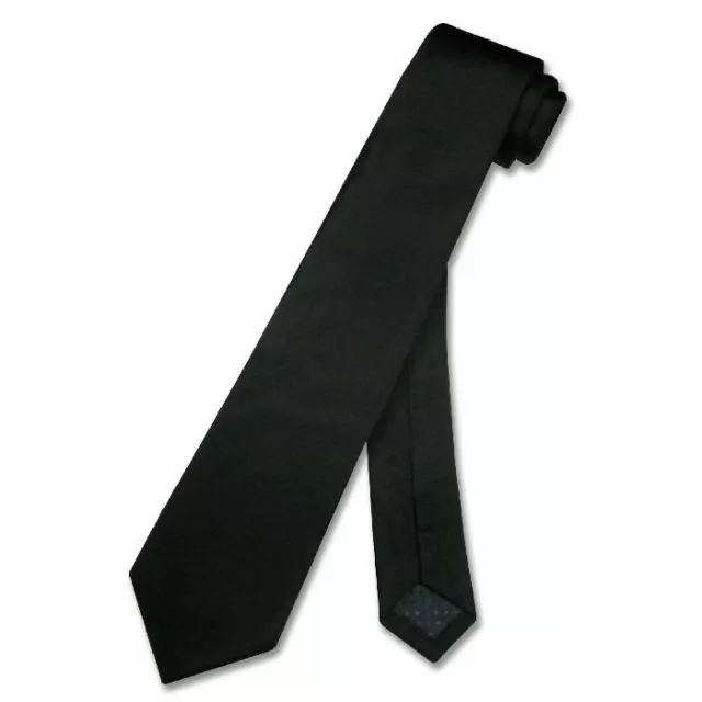 100% SILK Narrow Men's NeckTie Skinny BLACK Color Mens Thin Neck Tie 2.5"