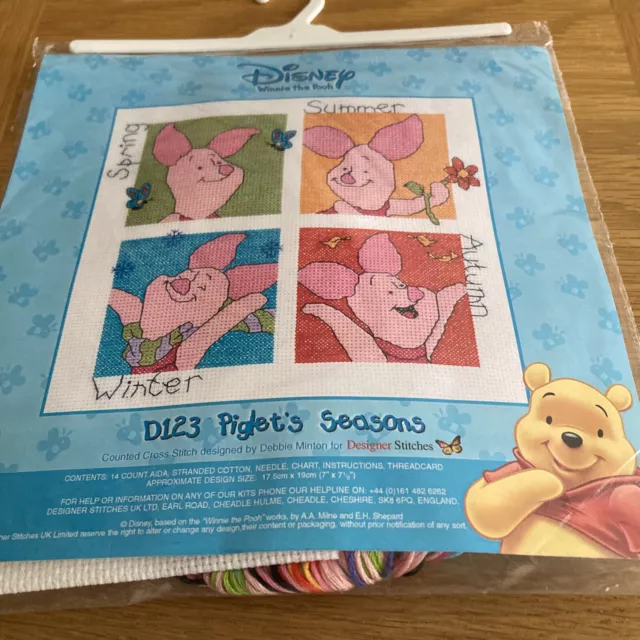 Disney Winnie The Pooh D123 Piglet’s Seasons NEW Cross Stitch Kit