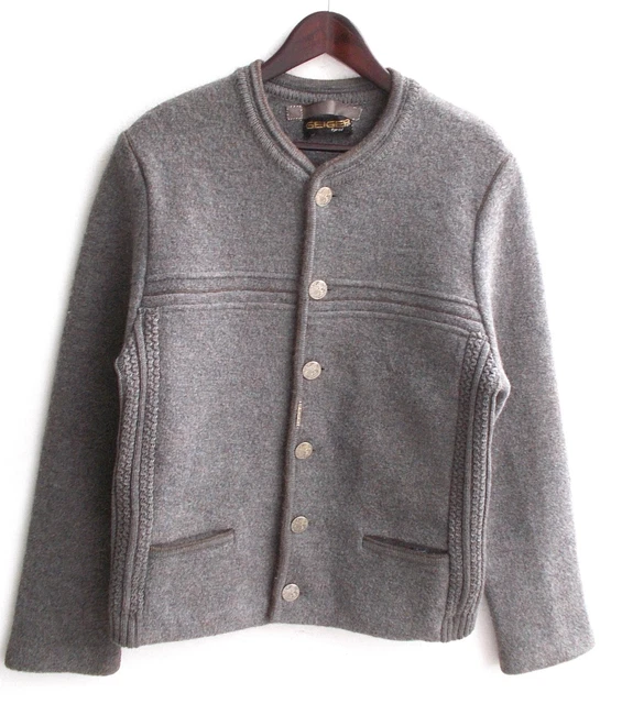 Herren Trachten Janker/Jacke grau meliert m. Strickeinsatz Gr. 48 v. Geiger