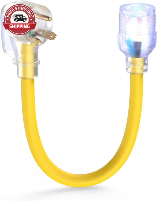 TOOLIOM NEMA TT-30P Male to L14-30R Female Generator Adapter Cord, 12 Inch 30 Am