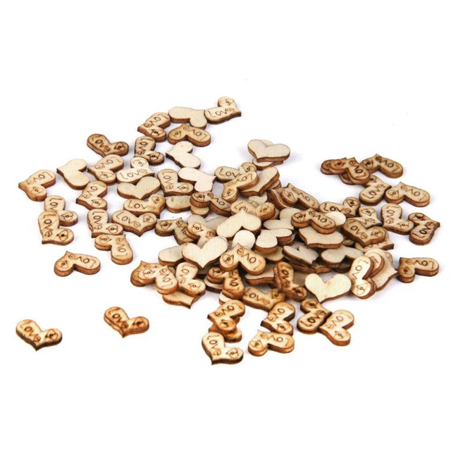100 piezas botones de madera de amor forma de corazón mini etiquetas de corazón decoración de madera