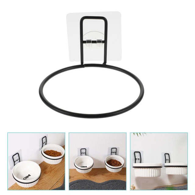 Soporte para tazón soporte montado en pared tazones de comida para perros de plástico negro