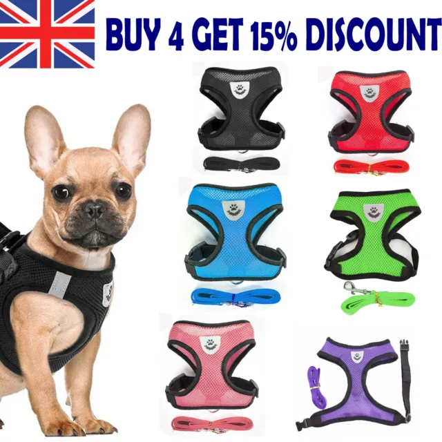 Dog Puppy Pet Adjustable Harness Soft Fabric with Clip Comfort Mesh Breathable