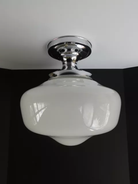 Large Vintage Schoolhouse Ceiling Light Fixture with Semi Flush Mount