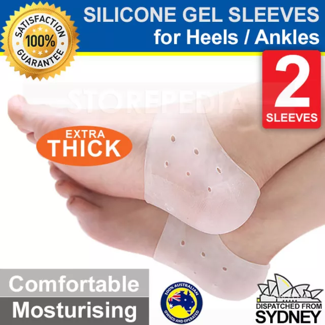 Healing Sleeves Silicone Gel Heel and Ankle Supports Pain Relief Cushion Pair