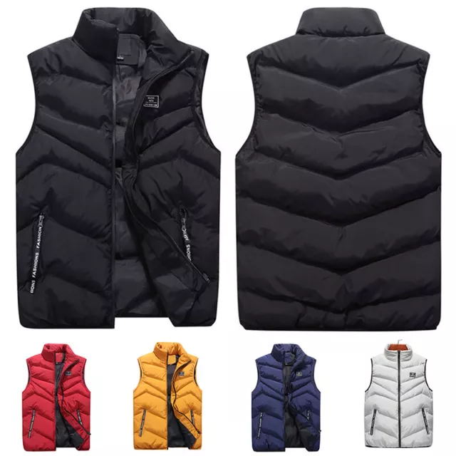 Invernale da Uomo Gilet Giacca Trapuntata Imbottito senza Maniche Cappotto Par -