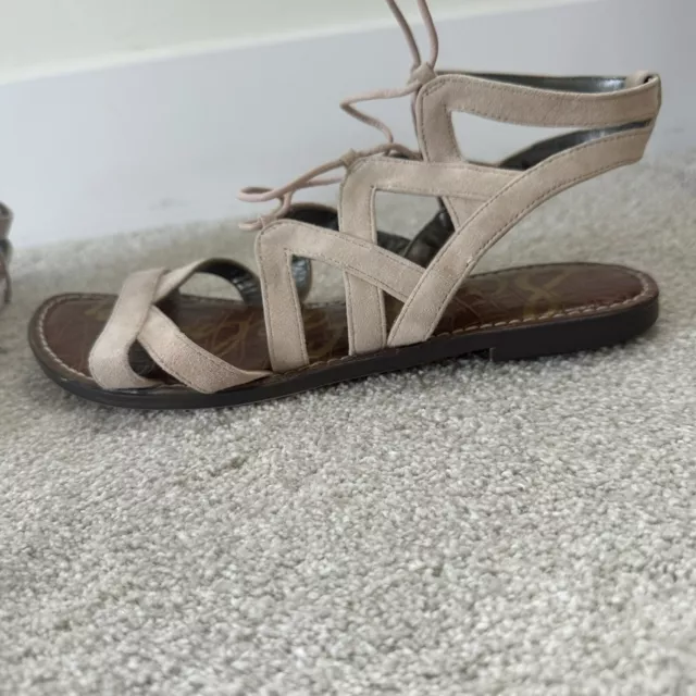 SAM EDELMAN GEMMA Women s Sz 8.5M Gladiator Sandals Grey Suede Strappy Shoes 19.49 PicClick UK