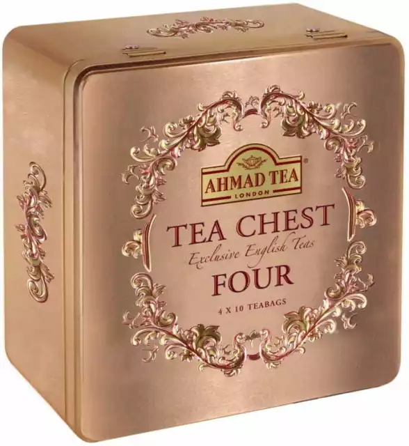 Ahmad Tea Chest Four Tea 80g ( 2.82 oz ) metal tin 40x2g