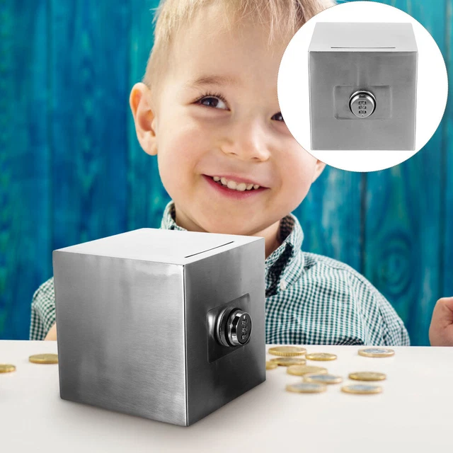 Caja de ahorros de metal con cerradura niños alcancía para niños caja registradora