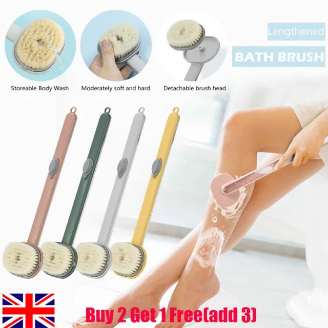Shower Brush Long Handle Liquid Bath Body Exfoliating Scrubber Back Massage New