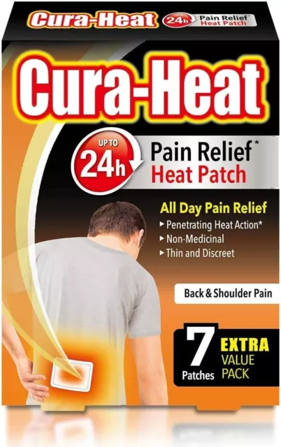 Cura-Heat Back and Shoulder Pain heat patches | 7 patches | Targeted Pain Relief