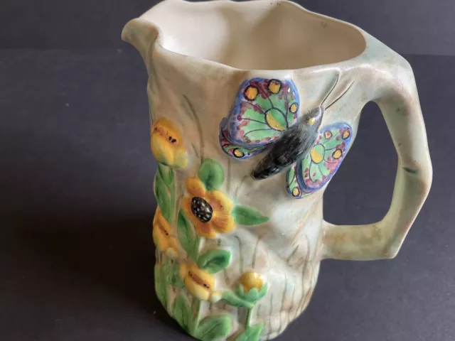 E Radford Butterfly Ware Jug Art Deco Marked Made In Great Britain. Hand Painted