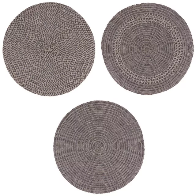 Set de table rond en mélange de lin, nuances de chocolat, lot de 6