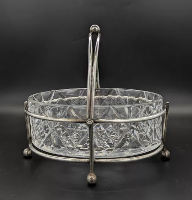 Victorian ELLINGTON & CO A1 Silver Plate Basket And Lead Crystal Bowl.C1884 2