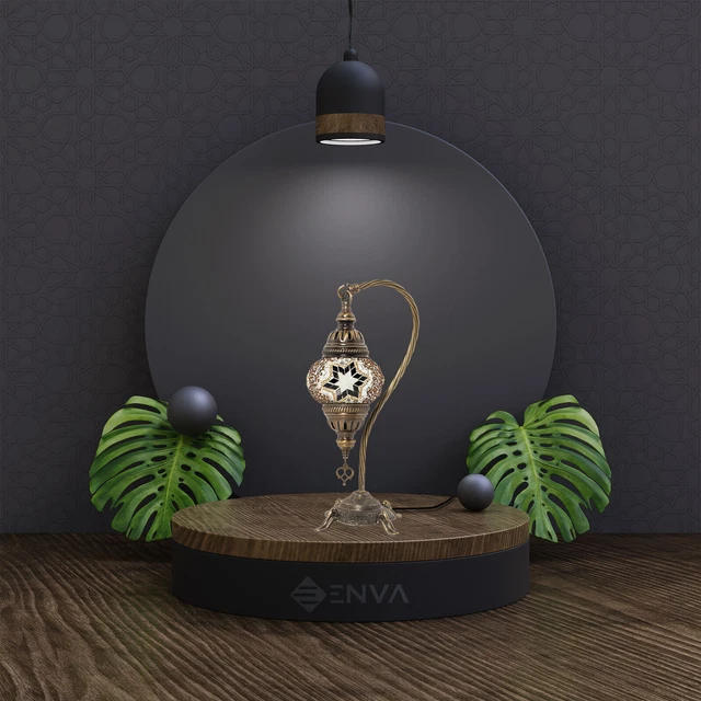 Lampada a collo di cigno Tiffany da tavolo mosaico fatta a mano marocchina turca 5