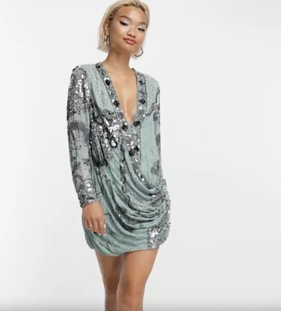 ASOS Design Embellished Drape Dress Real Size US 4 NWT