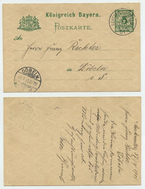 68463 - Ganzsache P 50 (01) - Postkarte - Bayerfeld-Cölln 27.4.1901 nach Döbeln