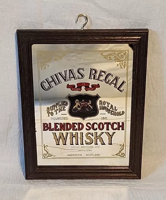 Vintage Chivas Regal Scotch Whisky Pub Bar Mirror Sign in Wooden Frame