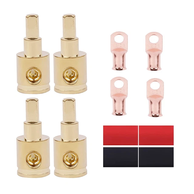 0 Gauge To 4 Gauge Reducer Adapter 4Pairs Amp Input Wire Connectors AWG 1/0-3/8"