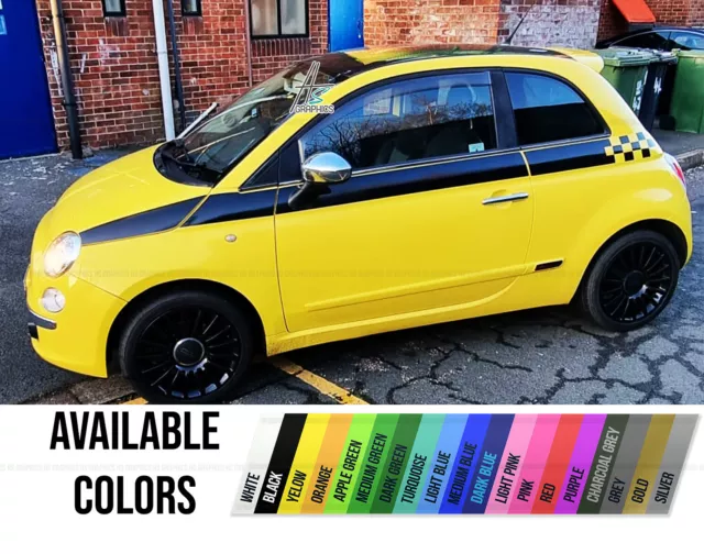 Side Stripes For Fiat 500 Racing Side Skirt Stripes Vinyl Decals Stickers Abarth