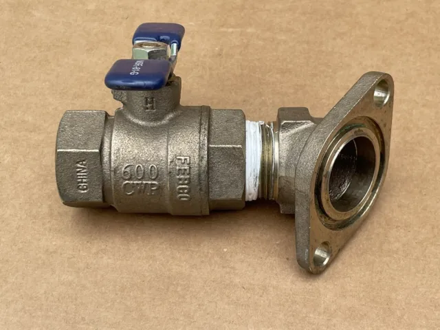 NEW - FEBCO 1" LF622F BALL VALVE w ANGLED 1" FITTING 600 CWP