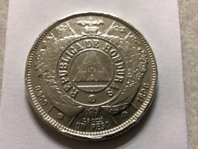 1892/0 Honduras 1 Un Peso Overdate Triple 8 Silver KM-52
