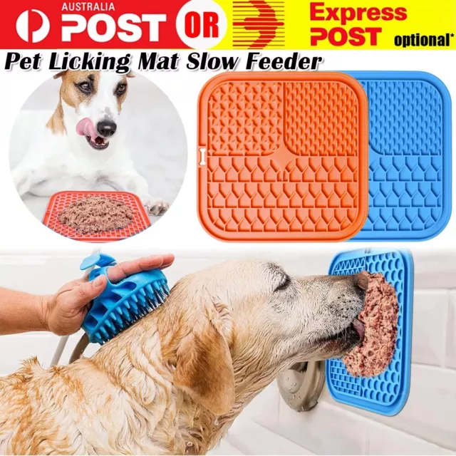 Silicone Dog Pet Lick Mat Pad Boredom Buster Slow Feeder Bath Grooming Helper AU