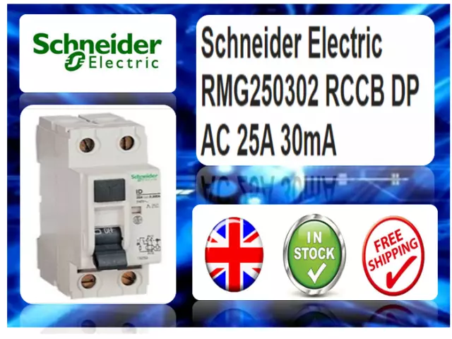 SCHNEIDER 25a RCD / RCCB  DOUBLE POLE  30ma  AC TYPE  230V  RMG250302