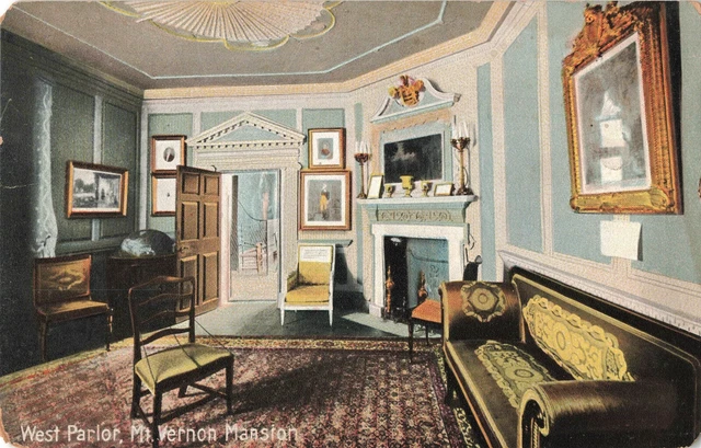 c.1907-15 West Parlor Mt. Vernon Mansion Virginia Postcard 2T6-536