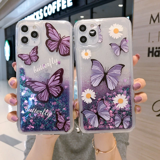 For VIVO Hot Quicksand Liquid Glitter Butterfly Women Girl Soft Phone Case Cover