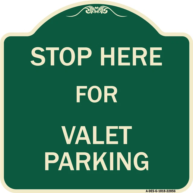SignMission Designer Series - Stop Here - for Valet Parking Green & Tan