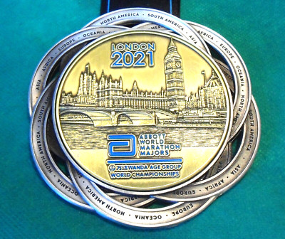 Autentico UFFICIALE Abbott World Marathon MAJORS MEDAGLIA LONDRA 2021 in esecuzione Wanda 
