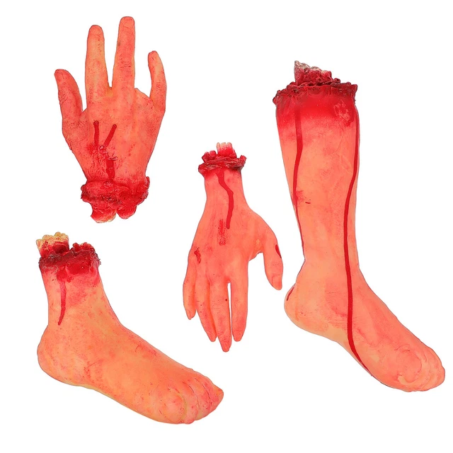 4 piezas accesorios de decoración sangrienta de Halloween accesorios de fiesta manos y pies rotos