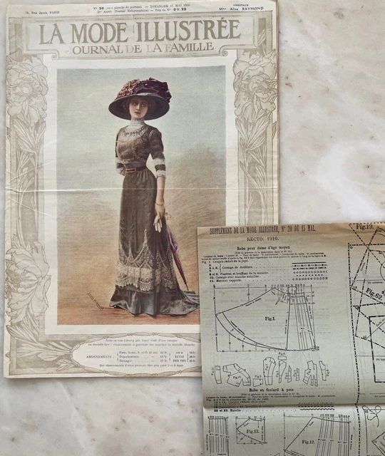 Revue Ancienne LA MODE ILLUSTRÉE N°28 De 1909 – Avec Planches De Patrons – Origine France – Occasion