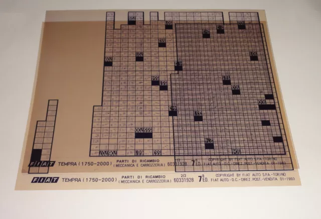 Microfiche Spare Parts Catalog Fiat Tempra (1750 - 2000) Stand 01/1993