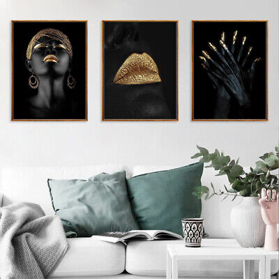 African Black Woman Canvas Painting Girl Poster Print Wall Art For Home Decor